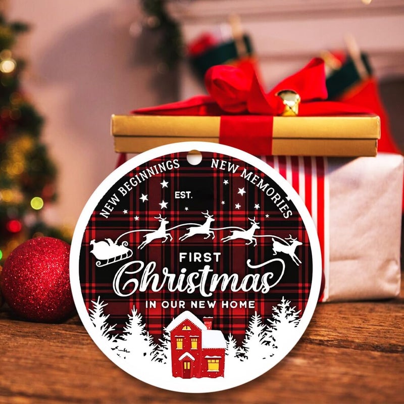 JUNQIU US 2024 Housewarming Gift - New Home Ornament, New Beginning, House Warming Gift for Women, Couple, Homeowners - First Home Christmas Ornament - Image 4